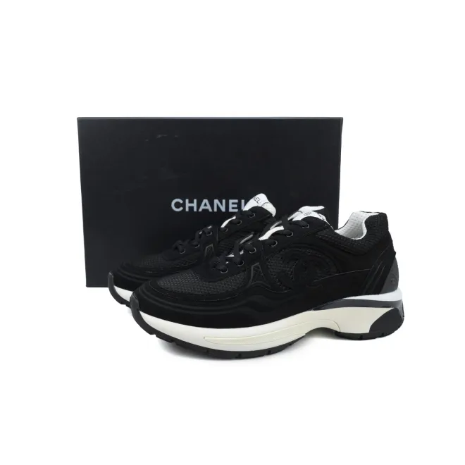 Bstsneaker-Chanel Fabric Laminated Low Top Sneakers Black