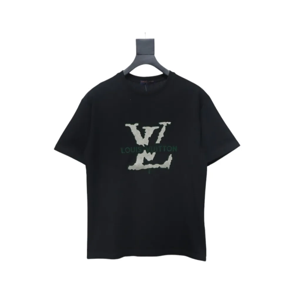 Bstsneaker-Louis Vuitton LV Flocked Logo Short-Sleeved T-shirt 130