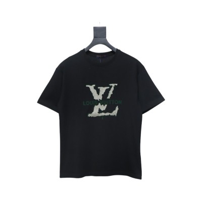 Bstsneaker-Louis Vuitton LV Flocked Logo Short-Sleeved T-shirt 130 01