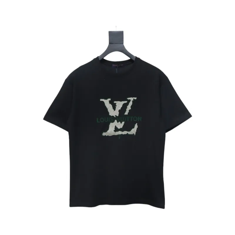 Bstsneaker-Louis Vuitton LV Flocked Logo Short-Sleeved T-shirt 130