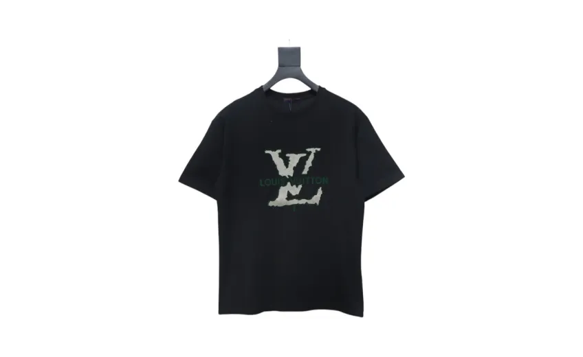 Bstsneaker-Louis Vuitton LV Flocked Logo Short-Sleeved T-shirt 130