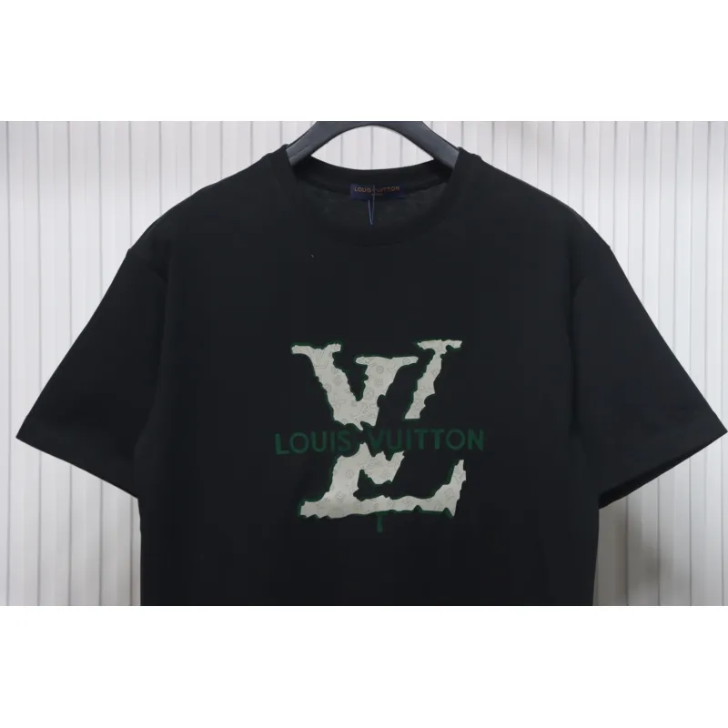 Bstsneaker-Louis Vuitton LV Flocked Logo Short-Sleeved T-shirt 130