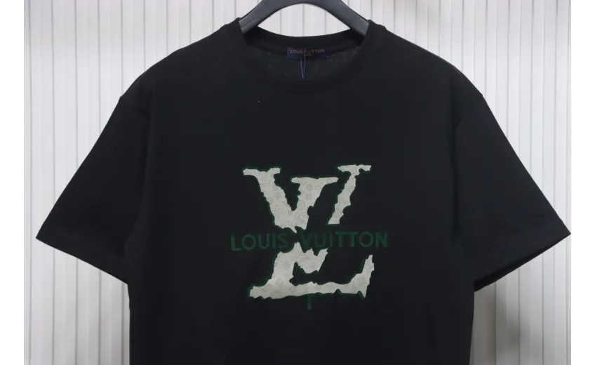 Bstsneaker-Louis Vuitton LV Flocked Logo Short-Sleeved T-shirt 130