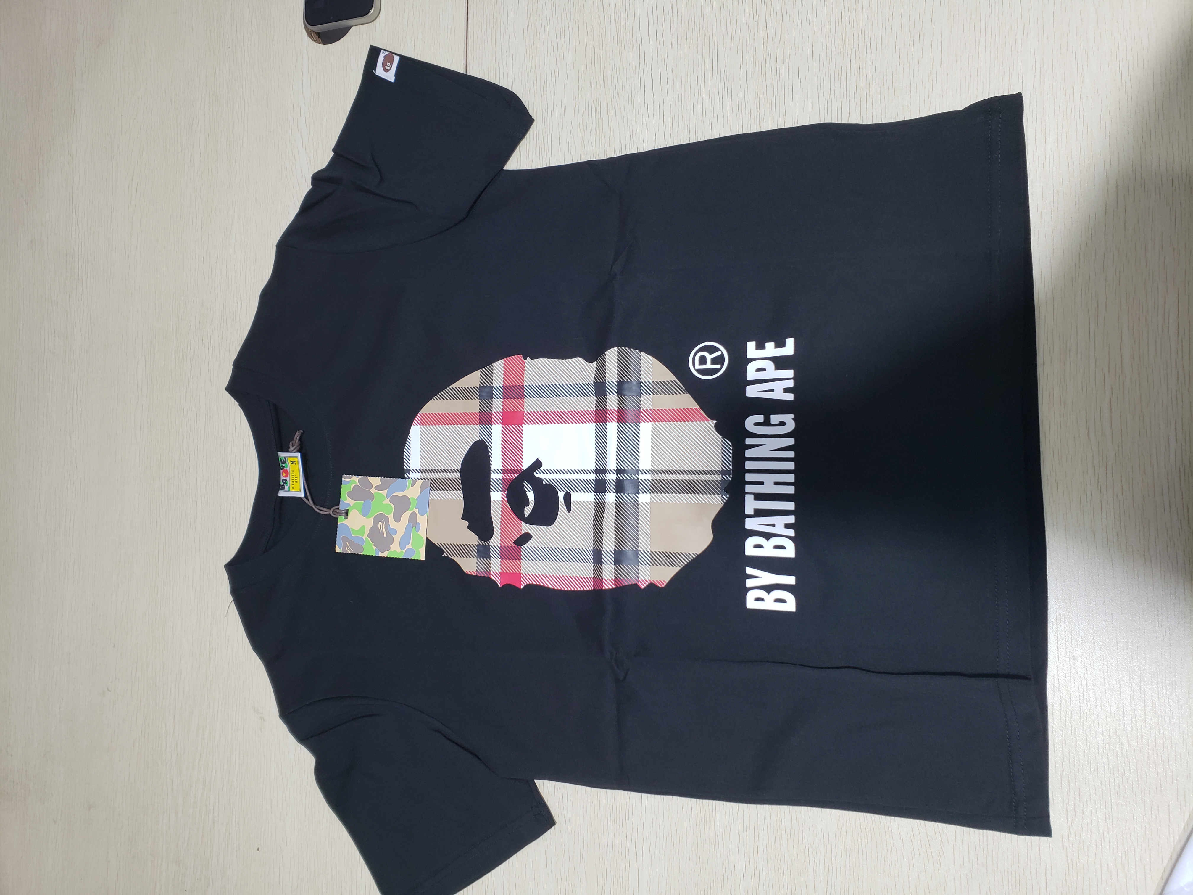 Bstsneaker-BAPE A Bathing Ape Check by Bathing T-shirt Black 120