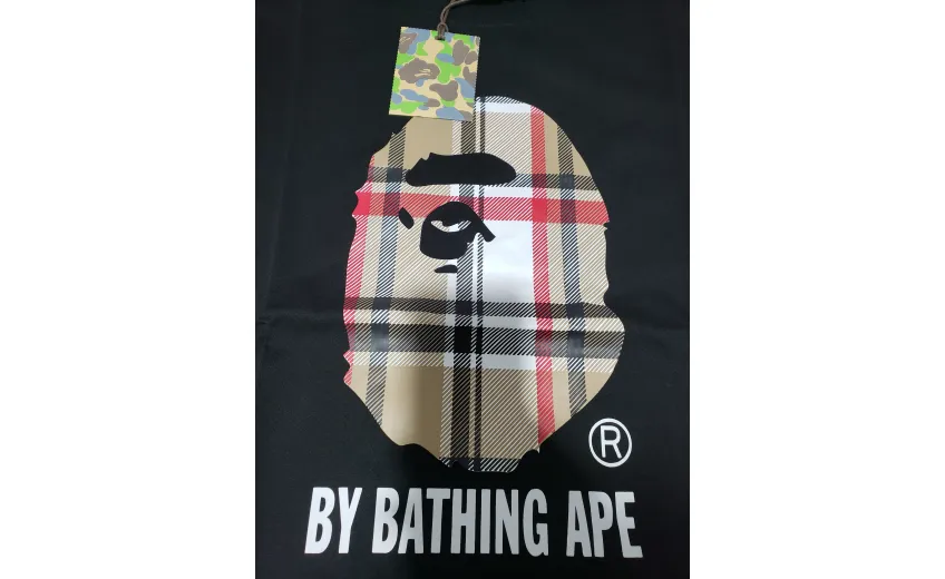 Bstsneaker-BAPE A Bathing Ape Check by Bathing T-shirt Black 120