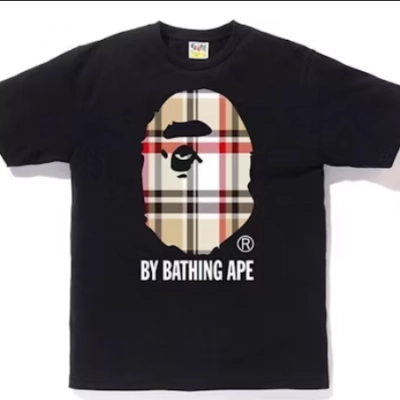 Bstsneaker-BAPE A Bathing Ape Check by Bathing T-shirt Black 120 01