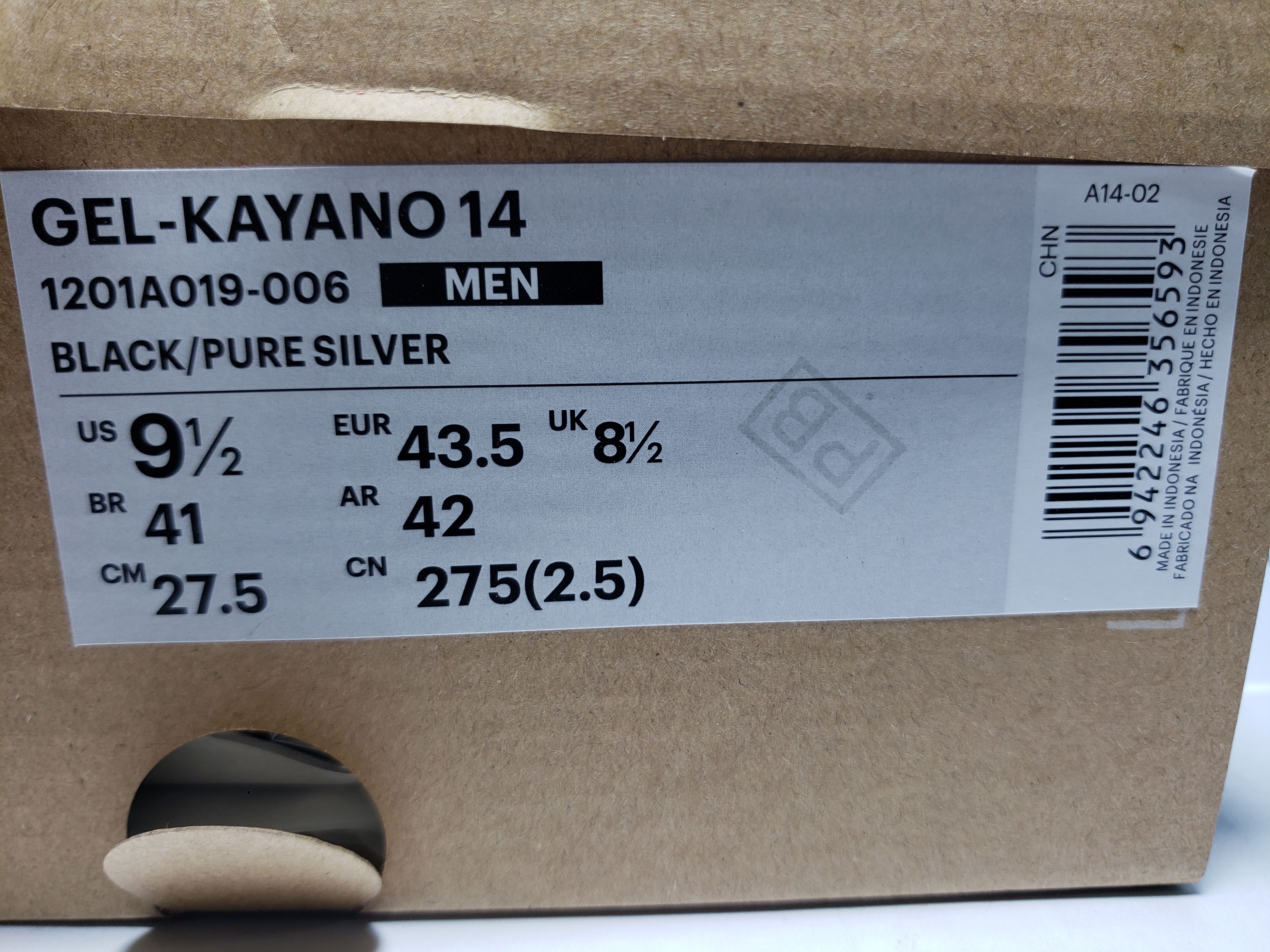 Bstsneaker-  Asics Gel Kayano 14 'Black Pure Silver' 1201A019-006