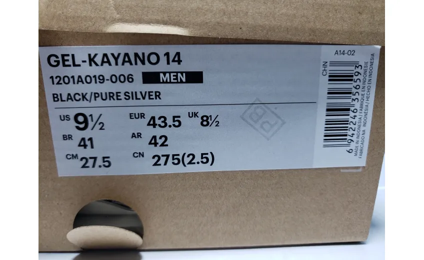 Bstsneaker-  Asics Gel Kayano 14 'Black Pure Silver' 1201A019-006