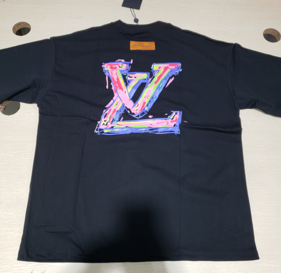 Bstsneaker-Louis Vuitton logo print black T-shirt 120