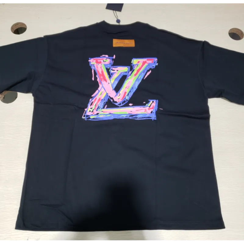 Bstsneaker-Louis Vuitton logo print black T-shirt 120
