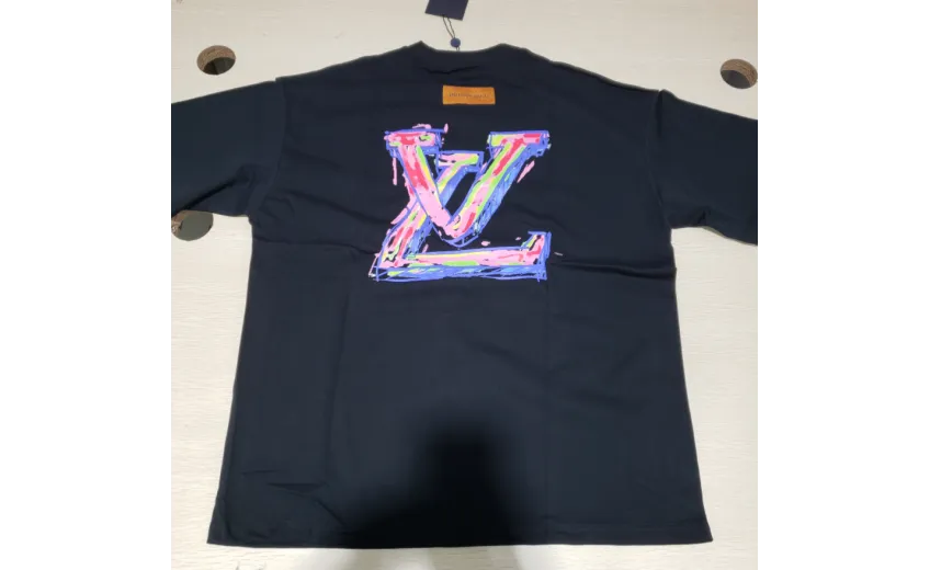 Bstsneaker-Louis Vuitton logo print black T-shirt 120