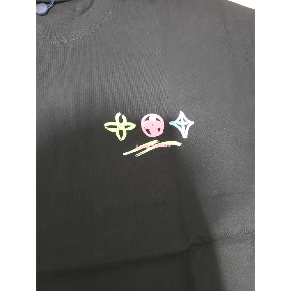 Bstsneaker-Louis Vuitton logo print black T-shirt 120