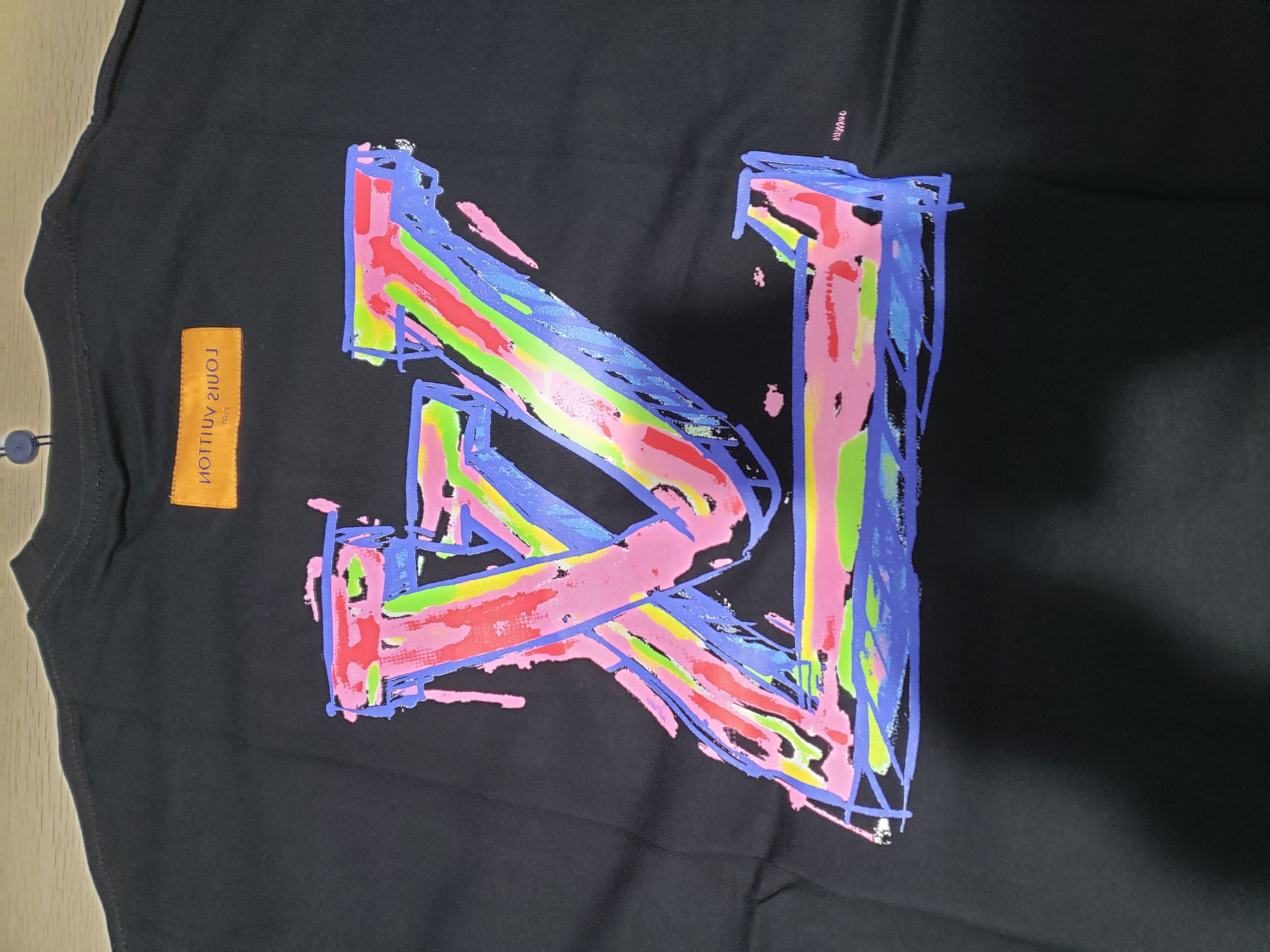 Bstsneaker-Louis Vuitton logo print black T-shirt 120