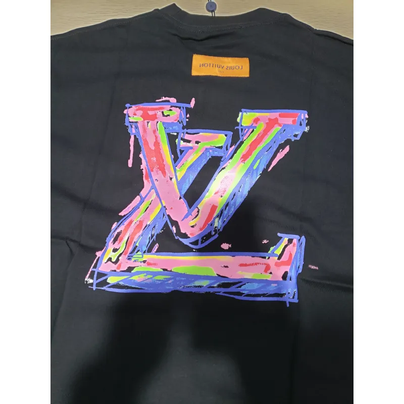 Bstsneaker-Louis Vuitton logo print black T-shirt 120
