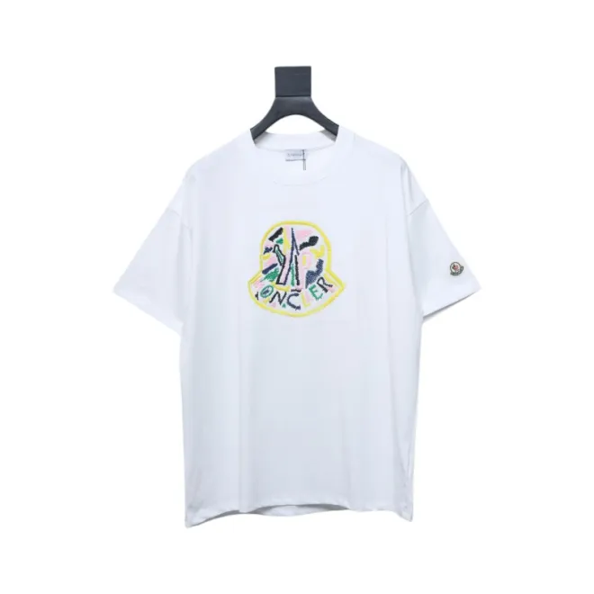 Bstsneaker-Moncler Embroidered Logo Cotton T-shirt White 120