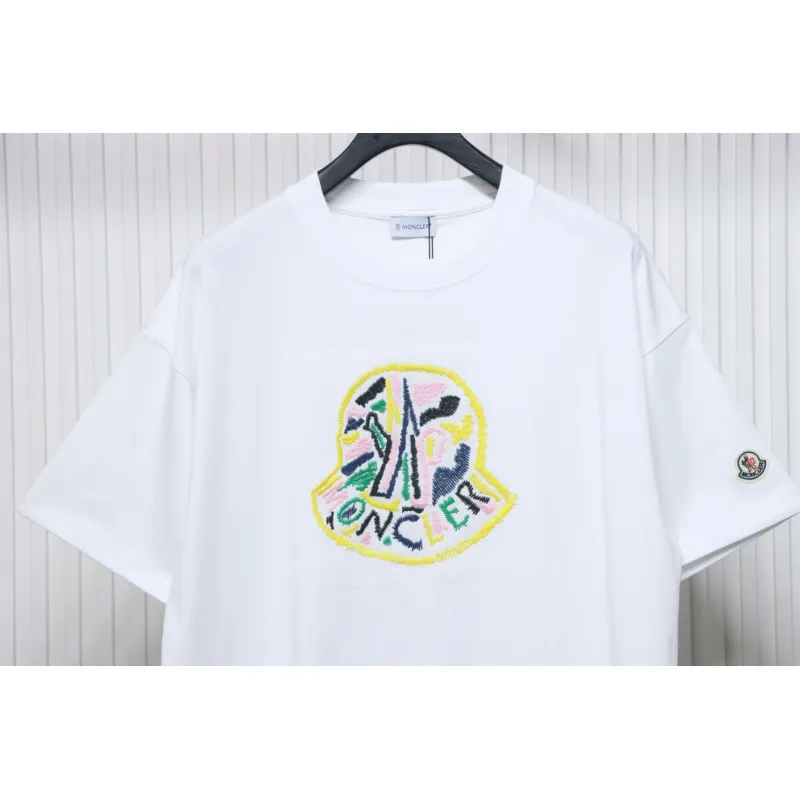 Bstsneaker-Moncler Embroidered Logo Cotton T-shirt White 120