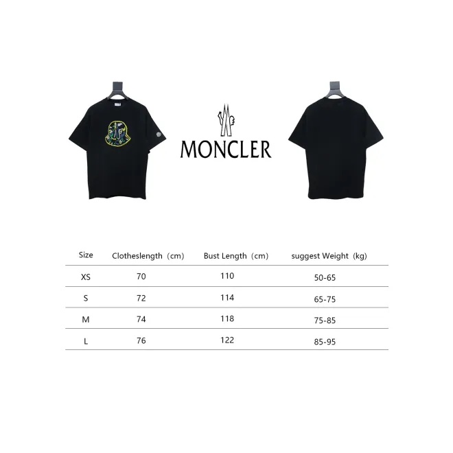 Bstsneaker-Moncler Embroidered Logo Cotton T-shirt Black 120