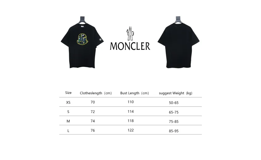 Bstsneaker-Moncler Embroidered Logo Cotton T-shirt Black 120