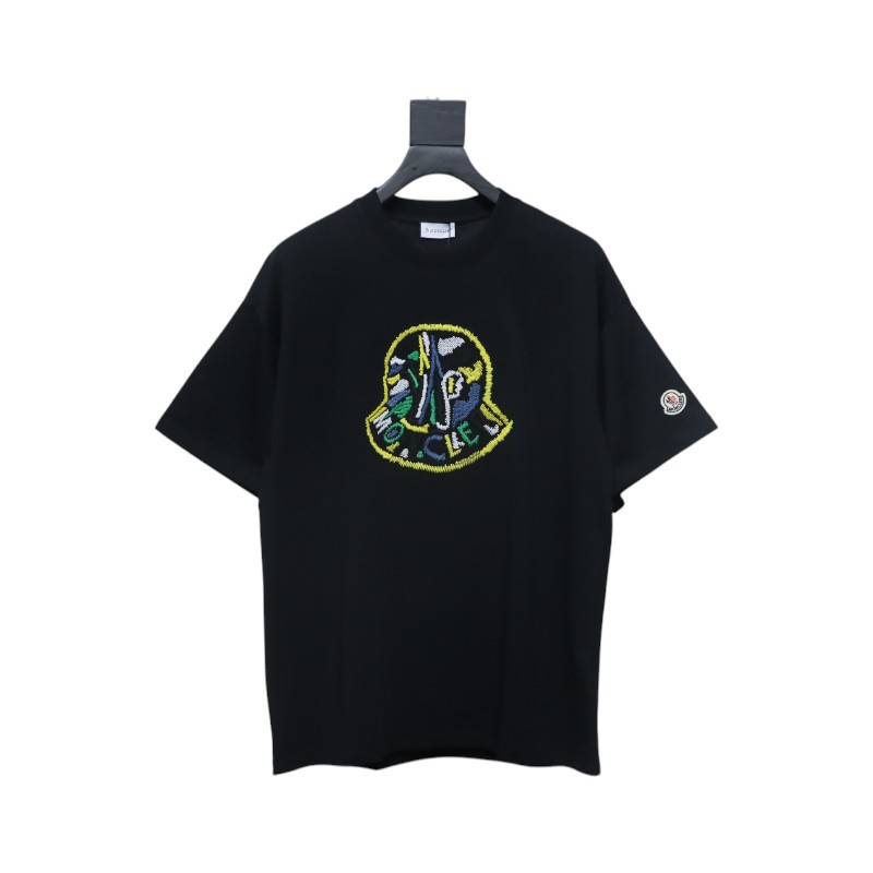 Bstsneaker-Moncler Embroidered Logo Cotton T-shirt Black 120