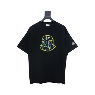Bstsneaker-Moncler Embroidered Logo Cotton T-shirt Black 120 01