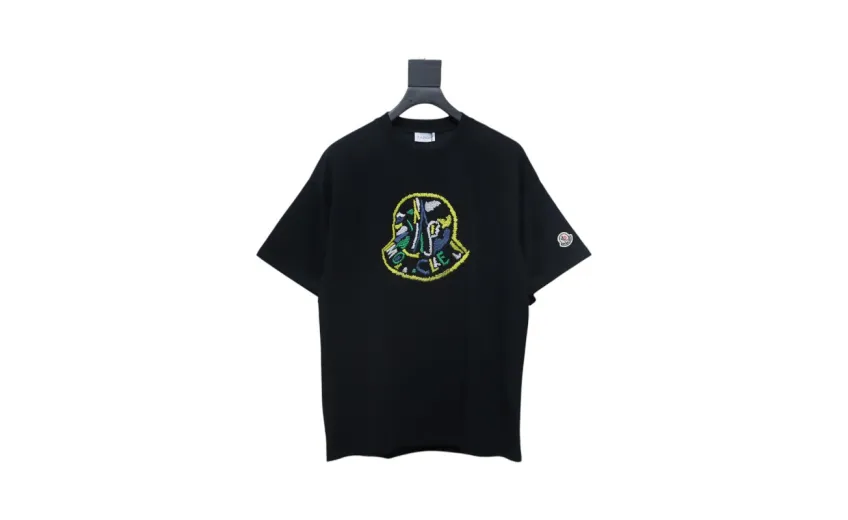 Bstsneaker-Moncler Embroidered Logo Cotton T-shirt Black 120