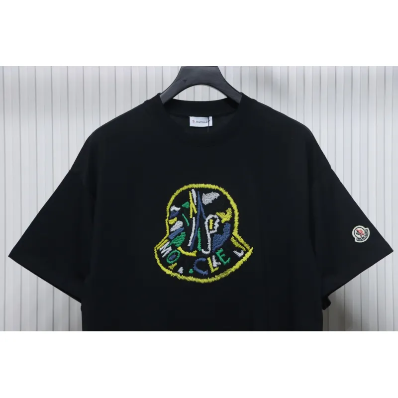 Bstsneaker-Moncler Embroidered Logo Cotton T-shirt Black 120