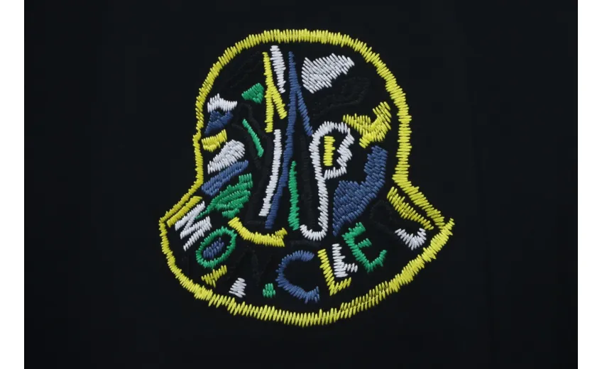 Bstsneaker-Moncler Embroidered Logo Cotton T-shirt Black 120