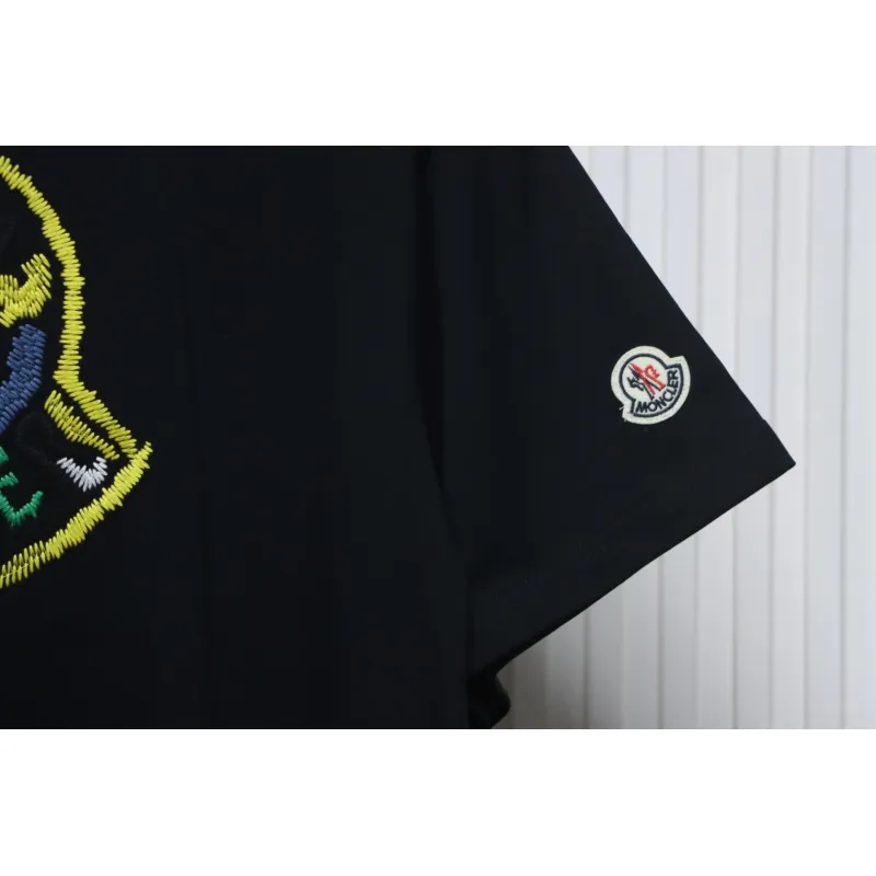 Bstsneaker-Moncler Embroidered Logo Cotton T-shirt Black 120