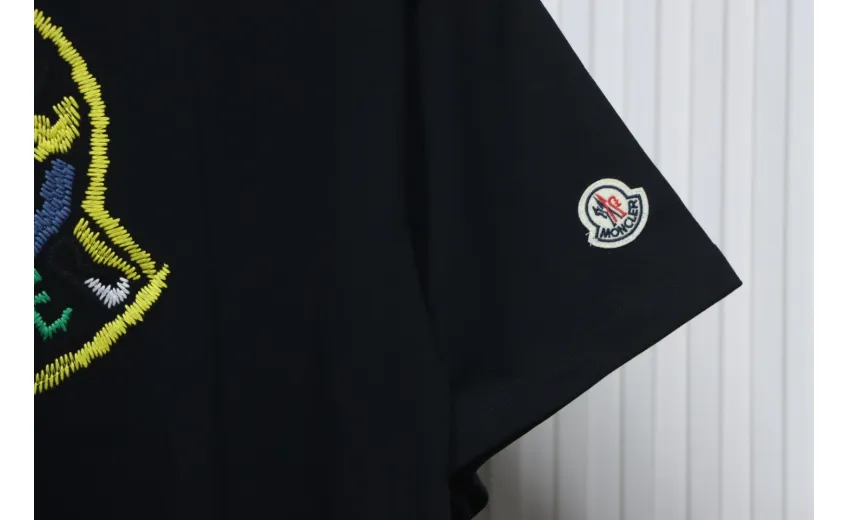 Bstsneaker-Moncler Embroidered Logo Cotton T-shirt Black 120
