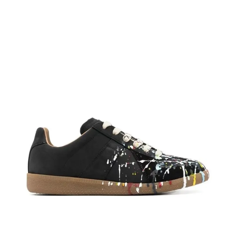 Bstsneaker-Maison Margiela Black Paint Replica Sneakers 