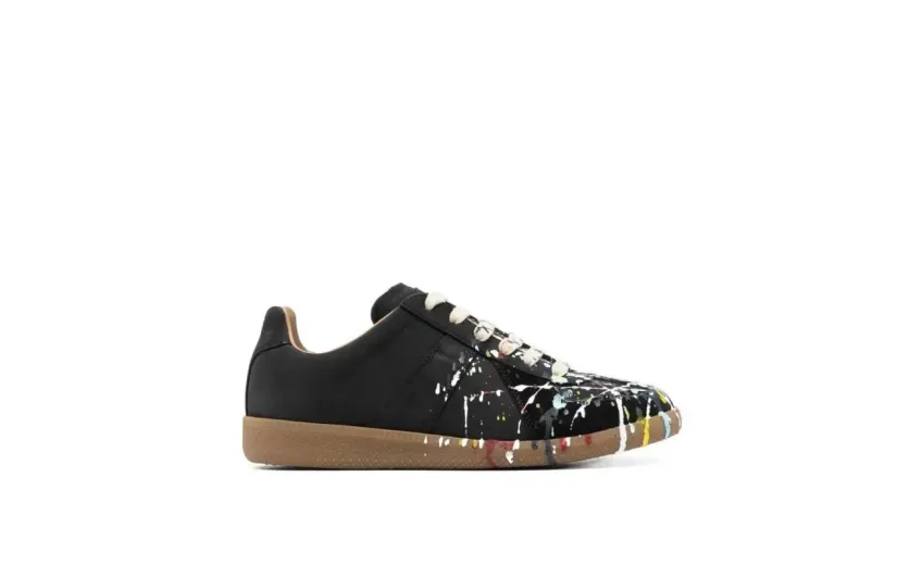 Bstsneaker-Maison Margiela Black Paint Replica Sneakers 