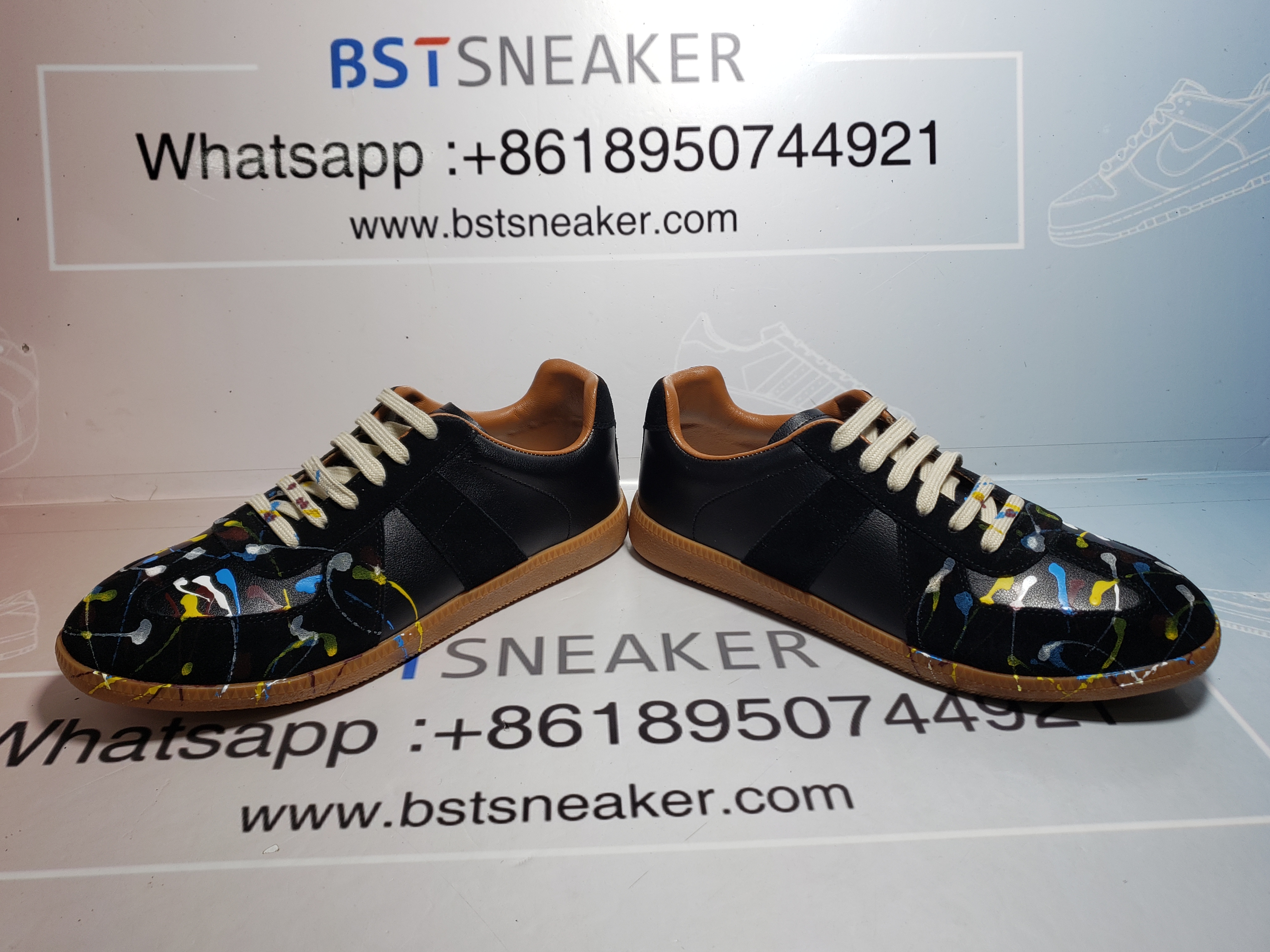 Bstsneaker-Maison Margiela Black Paint Replica Sneakers 