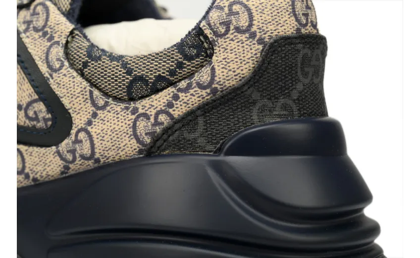 Bstsneaker-Gucci Rhyton Leather-Trimmed Monogrammed Supreme Coated-Canvas Sneakers