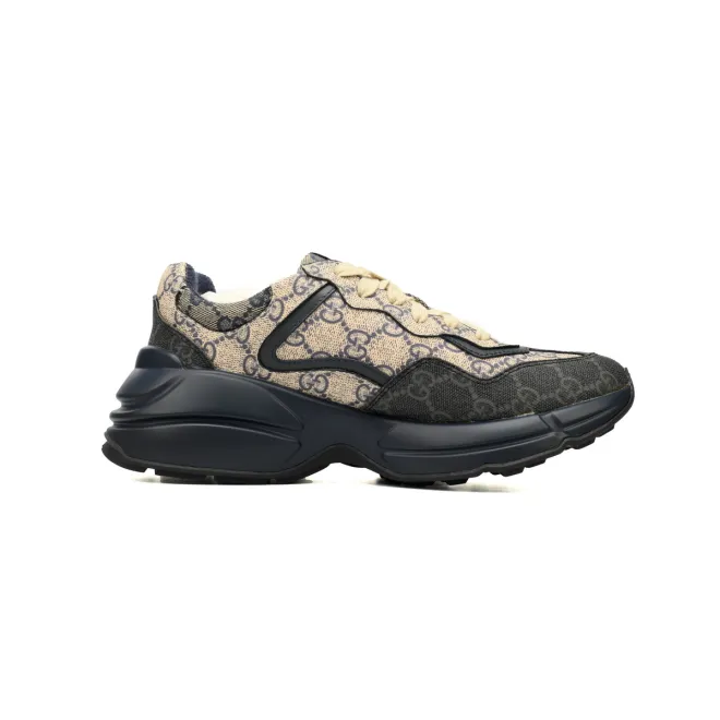 Bstsneaker-Gucci Rhyton Leather-Trimmed Monogrammed Supreme Coated-Canvas Sneakers