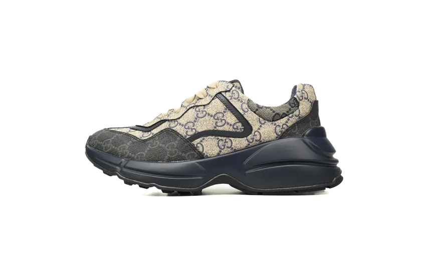 Bstsneaker-Gucci Rhyton Leather-Trimmed Monogrammed Supreme Coated-Canvas Sneakers