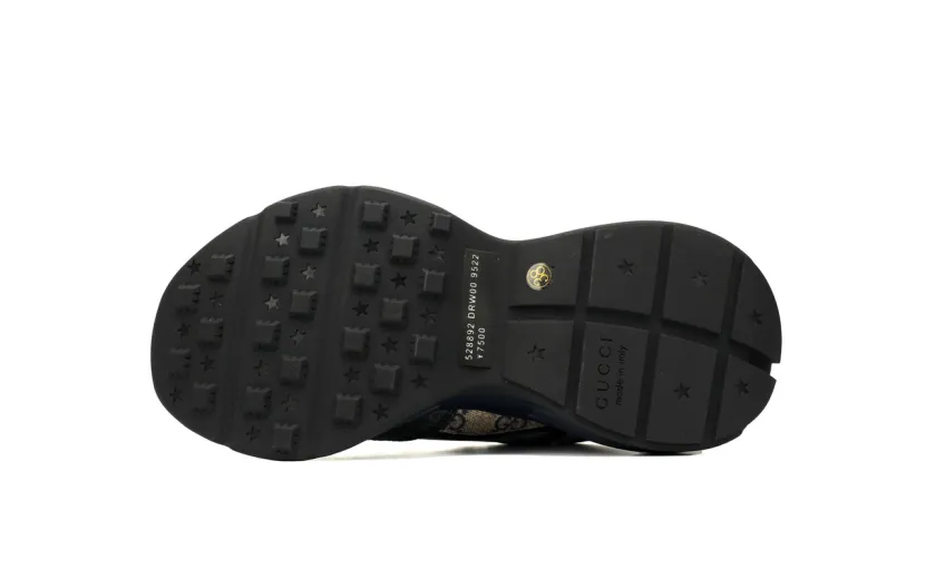 Bstsneaker-Gucci Rhyton Leather-Trimmed Monogrammed Supreme Coated-Canvas Sneakers