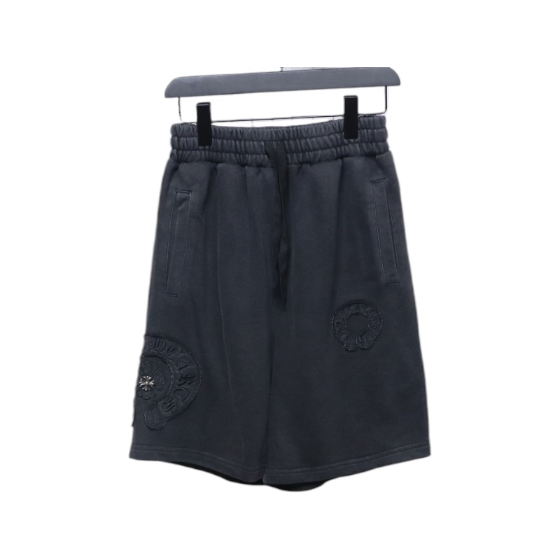 Bstsneaker-Chrome Hearts Distressed Embroidered Shorts Black 120
