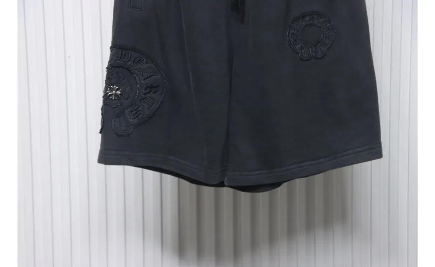 Bstsneaker-Chrome Hearts Distressed Embroidered Shorts Black 120