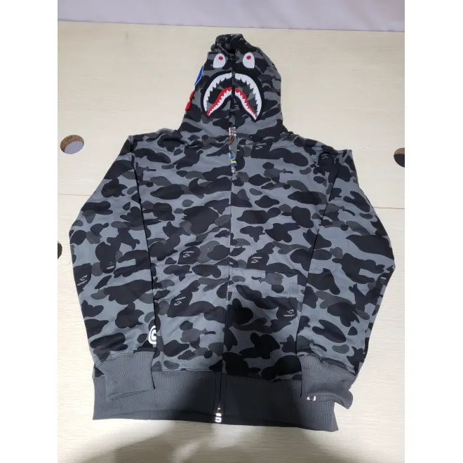 Bstsneaker-BAPE Color Camo Shark Zip Hoodie Black 4580793319054