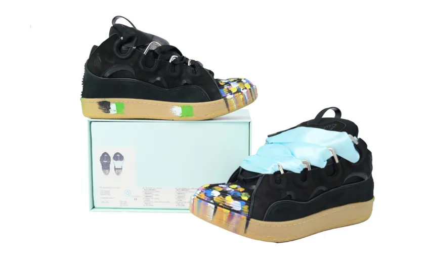 Bstsneaker- Lanvin Leather Curb Gallery Dept Black Multi FM-SKRK11-DRGD-P2210S1