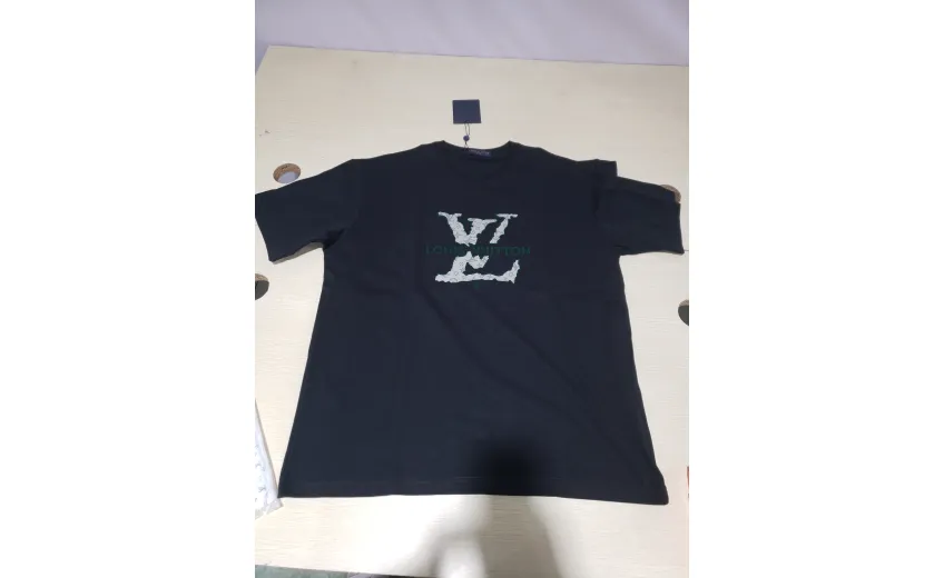 Bstsneaker-Louis Vuitton LV Flocked Logo Short-Sleeved T-shirt 130