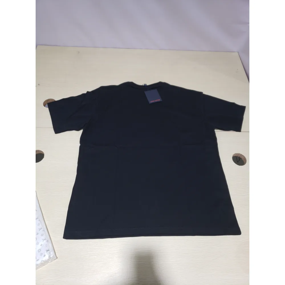 Bstsneaker-Louis Vuitton LV Flocked Logo Short-Sleeved T-shirt 130