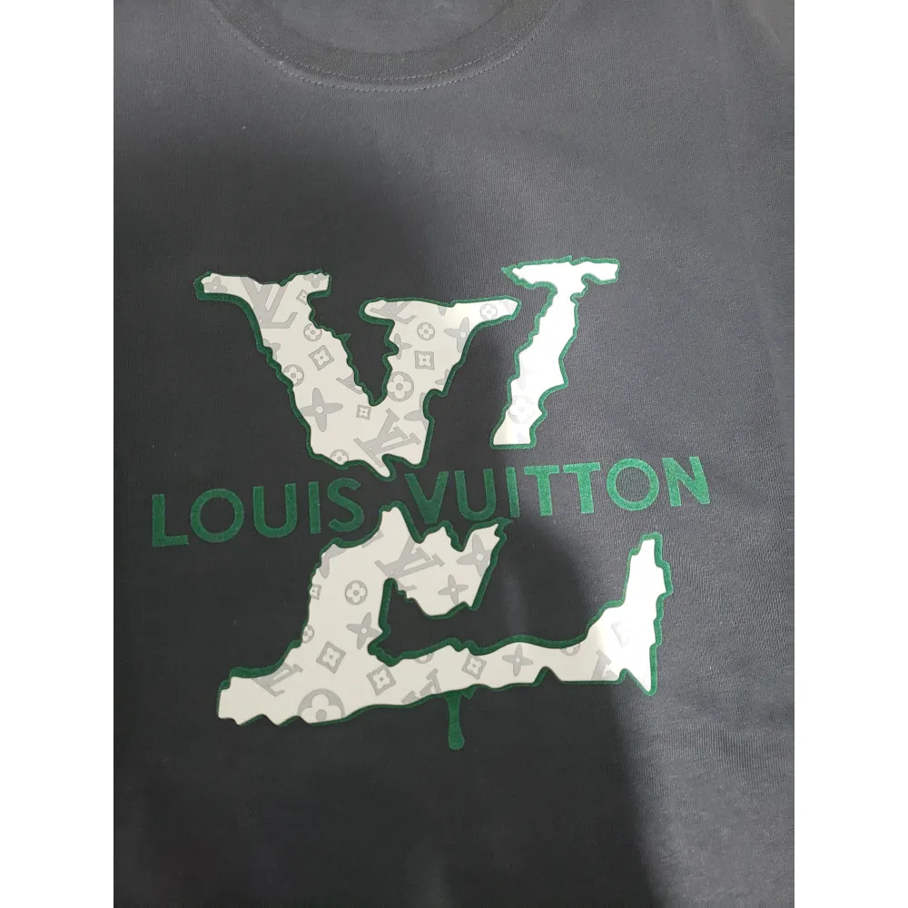 Bstsneaker-Louis Vuitton LV Flocked Logo Short-Sleeved T-shirt 130