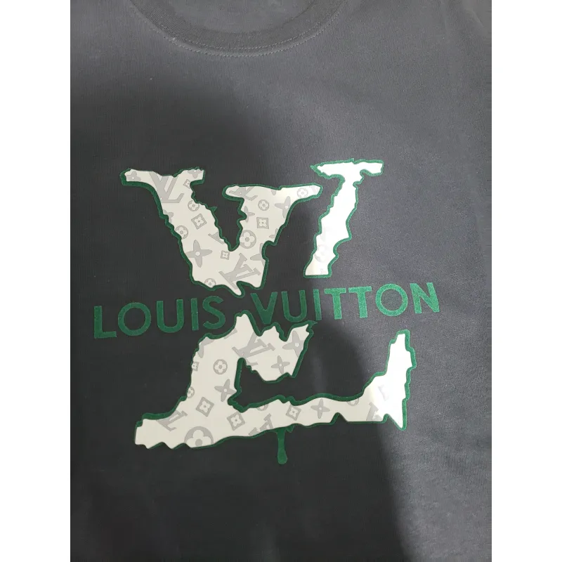 Bstsneaker-Louis Vuitton LV Flocked Logo Short-Sleeved T-shirt 130