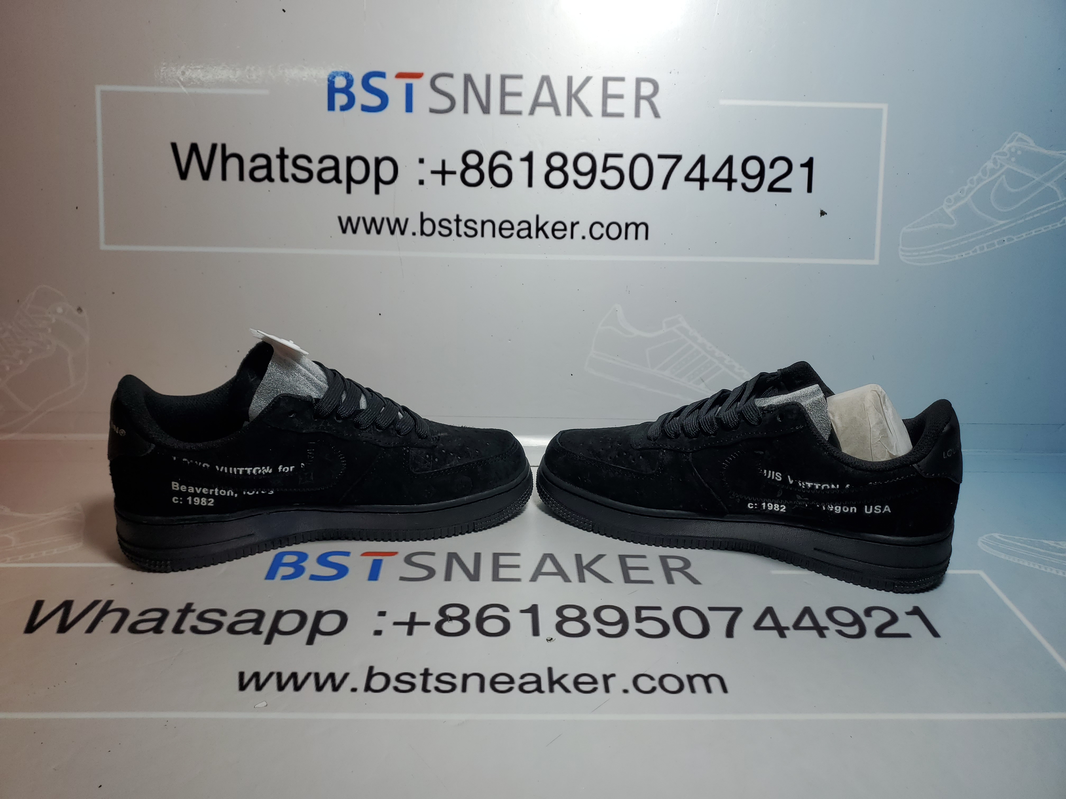 Bstsneaker-Louis Vuitton LV Trainer x Nike Air Force 1 All Black 1A9VD7 