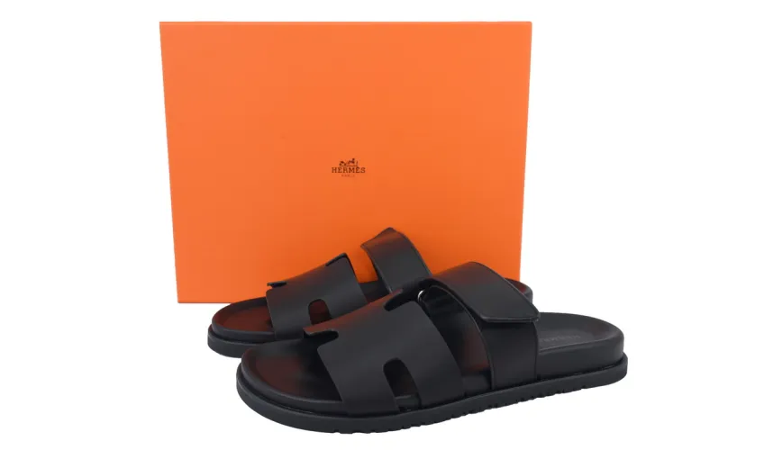 Bstsneaker- HERMES Chypre Sandal Black Slippers H222100Z 02340