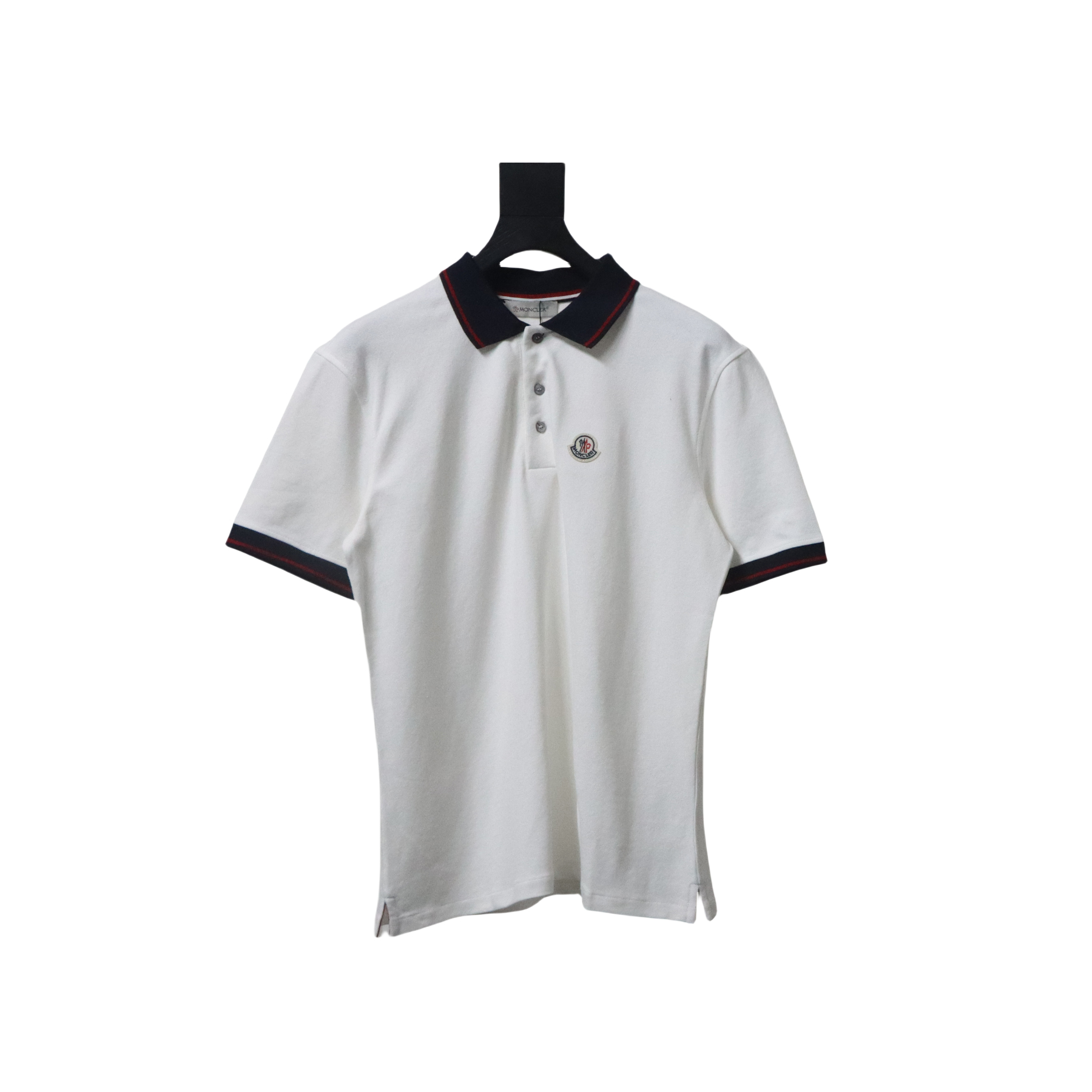 Bstsneaker- Moncler Tricolor Logo Cotton Piquet Polo White Shirt 140