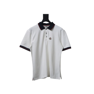Bstsneaker- Moncler Tricolor Logo Cotton Piquet Polo White Shirt 140 01