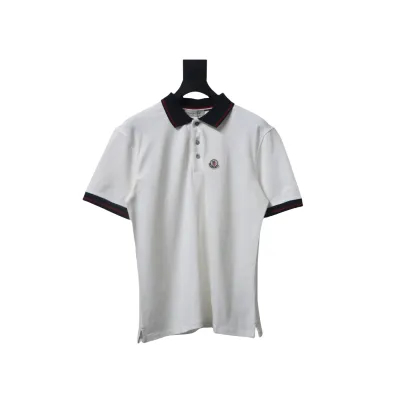 Bstsneaker- Moncler Tricolor Logo Cotton Piquet Polo White Shirt 140 01