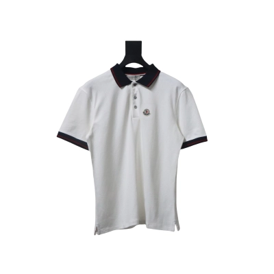 Bstsneaker- Moncler Tricolor Logo Cotton Piquet Polo White Shirt 140 01
